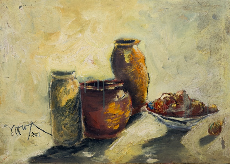 Tranh Sơn Dầu Bình Gốm